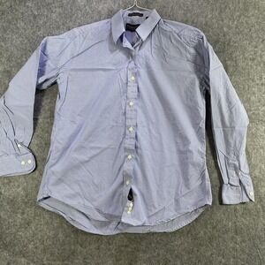 F.A. MacCluer Shirt Mens Medium Blue Gingham Check 100s 2 Ply Broadcloth Cotton